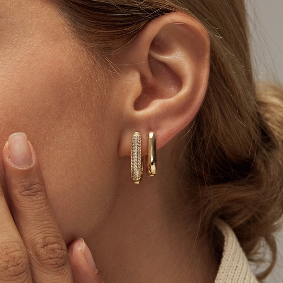 Rectangle Hoop earrings - Picture 5 of 7